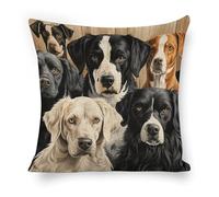 ERSTSNCK Black and White Dog Pillow Covers 18"x18" Linen Throw Pillow Covers - Double Sided Decorative Square Cushion Cases for Sofa, Bed, Chair (No Insert Included)