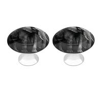 ERSTSNCK Black and White Elephant Image Cabinet Knobs, 2-Pack Silver Stainless Steel Drawer Pulls with Screws, Elegant Hardware for Dressers, Kitchen,Cabinets & Desks