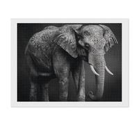 ERSTSNCK Black and White Elephant Image Diamond Painting Kits for Adults 12"x16" 5D Diamond Art Kits for Beginners DIY Full Drill Round Diamonds Gem Art Crafts Painting for Home Wall Decor