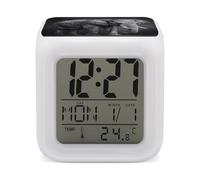 ERSTSNCK Black and White Elephant Image Night Light Alarm Clock LED Display Alarms for Bedroom Smart Digital Alarm Clock Wtih 7 Colorful Ambient Lights Sleep Timer for Heavy Sleepers Simple Operation