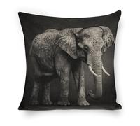 ERSTSNCK Black and White Elephant Image Pillow Covers 18"x18" Linen Throw Pillow Covers - Double Sided Decorative Square Cushion Cases for Sofa, Bed, Chair (No Insert Included)