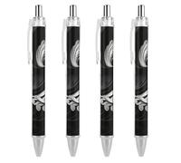 ERSTSNCK Black And White Image Black Ballpoint Pens Fine Point (0.5mm) Black Ink Pen Retractable Ball Point Pens with Comfortable Full Grip for Journaling, And Office Writing Ideal 4 PCS