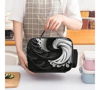 ERSTSNCK Black And White Image Insulated Lunch Bag for Women Lunch Box Large Capacity, Leakproof Tote with Detachable Handles- 5-Hour Cold/Hot Retention Cooler Bag for Office, Picnic, Camping