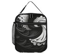 ERSTSNCK Black And White Image Lunch Bag for Adults Reusable Insulated Lunchbox Leakproof Small Lunch Box Tote for Men & Women Portable Food Cooler Bag for Work, Office, Picnics