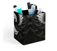 ERSTSNCK Black And White Image Pen Holder, Pencil Holder Desktop Stationery Organizer Square Leather Pencil Cup Makeup Brush Storage Box for Office Home And Stationary Supplies