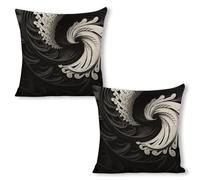 ERSTSNCK Black and White Image Pillow Covers 18"x18"（2pcs） Linen Throw Pillow Covers - Double Sided Decorative Square Cushion Cases for Sofa, Bed, Chair (No Insert Included)