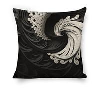 ERSTSNCK Black and White Image Pillow Covers 18"x18" Linen Throw Pillow Covers - Double Sided Decorative Square Cushion Cases for Sofa, Bed, Chair (No Insert Included)