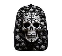 ERSTSNCK Black And White Skulls Laptop Backpack for Travel Work, 16In Cute Bookbag, Computer Backpack, Casual Daypack