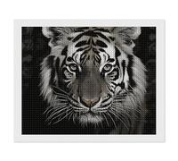 ERSTSNCK Black and White Tiger Diamond Painting Kits for Adults 16"x20" 5D Diamond Art Kits for Beginners DIY Full Drill Round Diamonds Gem Art Crafts Painting for Home Wall Decor