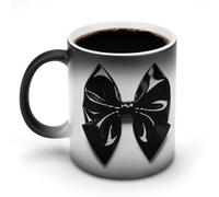 ERSTSNCK Black Bow Color Changing Mug 11 Oz Heat Changing Coffee Mugs Funny Magic Cup Heat Sensitive Ceramics Mug Novelty Coffee Cups Personalized Customized Gift Idea for Men & Women