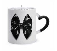 ERSTSNCK Black Bow Color Changing Mug Heat Changing Coffee Mugs Funny Magic Cup Heat Sensitive Travel Mug Novelty Coffee Cups Personalized Customized Gift Idea for Men & Women 11 Oz