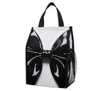 ERSTSNCK Black Bow Insulated Lunch Bag Leakproof Insulated Cooler Bags Reusable Cooler Tote Foldable Lunchbox for Adult Women Men for Work Travel Picnic