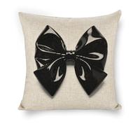 ERSTSNCK Black Bow Pillow Covers 18"x18" Linen Throw Pillow Covers - Double Sided Decorative Square Cushion Cases for Sofa, Bed, Chair (No Insert Included)