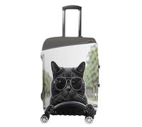 ERSTSNCK Black Cat Animal Driving Car Luggage Suitcase Covers Elastic Washable Cute Luggage Protector Travel Suitcase Protective Cover For Adult (Fit 19-32 Inch Luggages) X-Large, white, XL, Black Cat