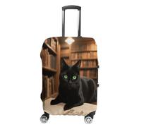 ERSTSNCK Black Cat Books Luggage Suitcase Covers Elastic Washable Cute Luggage Protector Travel Suitcase Protective Cover For Adult (Fit 19-32 Inch Luggages) X-Large, white, S, Black Cat Books