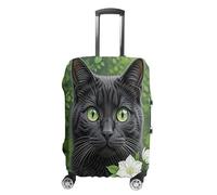 ERSTSNCK Black Cat Flower Luggage Suitcase Covers Elastic Washable Cute Luggage Protector Travel Suitcase Protective Cover For Adult (Fit 19-32 Inch Luggages) X-Large, white, M, Black Cat Flower