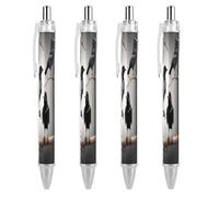 ERSTSNCK Black Crow Birds on A Branch Black Ballpoint Pens Fine Point (0.5mm) Black Ink Pen Retractable Ball Point Pens with Comfortable Full Grip for Journaling, And Office Writing Ideal 4 PCS