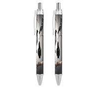 ERSTSNCK Black Crow Birds on A Branch Black Ballpoint Pens Fine Point (0.5mm) Black Ink Pen Retractable Ball Point Pens with Comfortable Full Grip for Journaling, And Office Writing Ideal 2 PCS
