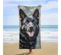 ERSTSNCK Black German Shepherd Dog Beach Towel Oversized 31" X 63" Absorbent Towels Quick Dry Pool Towel Lightweight Bath Towels Sandproof Beach Blanket for Gym Swimming Sports Travel Gifts