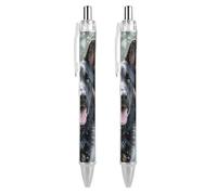 ERSTSNCK Black German Shepherd Dog Black Ballpoint Pens Fine Point (0.5mm) Black Ink Pen Retractable Ball Point Pens with Comfortable Full Grip for Journaling, And Office Writing Ideal 2 PCS