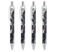 ERSTSNCK Black German Shepherd Dog Black Ballpoint Pens Fine Point (0.5mm) Black Ink Pen Retractable Ball Point Pens with Comfortable Full Grip for Journaling, And Office Writing Ideal 4 PCS