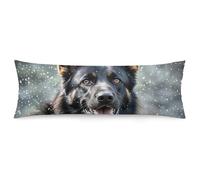 ERSTSNCK Black German Shepherd Dog Body Pillow Pillowcase 20"x54" Lumbar Throw Pillow Covers with Hidden Zipper Breathable & Cozy Full Long Bodypillow Case Cover for Sleeping Bedroom Couch Sofa Decor