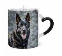 ERSTSNCK Black German Shepherd Dog Color Changing Mug Heat Changing Coffee Mugs Funny Magic Cup Heat Sensitive Travel Mug Novelty Coffee Cups Personalized Customized Gift Idea for Men & Women 11 Oz