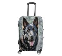 ERSTSNCK Black German Shepherd Dog Luggage Suitcase Covers Elastic Washable Cute Luggage Protector Travel Suitcase Protective Cover For Adult (Fit 19-32 Inch Luggages), white, Small, Black German