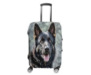 ERSTSNCK Black German Shepherd Dog Luggage Suitcase Covers Elastic Washable Cute Luggage Protector Travel Suitcase Protective Cover For Adult (Fit 19-32 Inch Luggages), white, M, Black German Shepherd