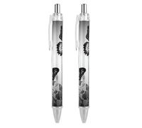 ERSTSNCK Black Gray Butterflies Black Ballpoint Pens Fine Point (0.5mm) Black Ink Pen Retractable Ball Point Pens with Comfortable Full Grip for Journaling, And Office Writing Ideal 2 PCS