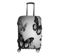 ERSTSNCK Black Gray Butterflies Luggage Suitcase Covers Elastic Washable Cute Luggage Protector Travel Suitcase Protective Cover For Adult (Fit 19-32 Inch Luggages) X-Large, white, S, Black Gray
