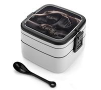 ERSTSNCK Black Labrador Puppy Bento Box 1000ml Leak Proof Lunch Container with Removable Dividers & Spoon - BPA-Free PP Stackable Lunch Box for Work, Office, Picnic, Travel, Dining Out
