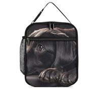 ERSTSNCK Black Labrador Puppy Lunch Bag for Adults Reusable Insulated Lunchbox Leakproof Small Lunch Box Tote for Men & Women Portable Food Cooler Bag for Work, Office, Picnics