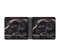 ERSTSNCK Black Labrador Puppy Wallet for Men Bifold Rfid Blocking Slim Money Clip Front Pocket Wallet Card Holder