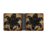 ERSTSNCK Black Lily Gothic Wallet for Men Bifold Rfid Blocking Slim Money Clip Front Pocket Wallet Card Holder