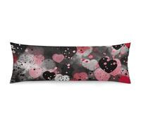ERSTSNCK Black Polka Dot Heart Body Pillow Pillowcase 20"x54" Lumbar Throw Pillow Covers with Hidden Zipper Breathable & Cozy Full Long Bodypillow Case Cover for Sleeping Bedroom Couch Sofa Decor