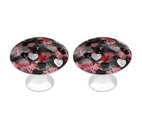 ERSTSNCK Black Polka Dot Heart Cabinet Knobs, 2-Pack Silver Stainless Steel Drawer Pulls with Screws, Elegant Hardware for Dressers, Kitchen,Cabinets & Desks