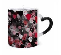 ERSTSNCK Black Polka Dot Heart Color Changing Mug Heat Changing Coffee Mugs Funny Magic Cup Heat Sensitive Travel Mug Novelty Coffee Cups Personalized Customized Gift Idea for Men & Women 11 Oz