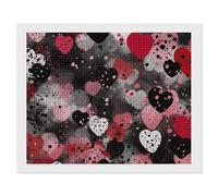 ERSTSNCK Black Polka Dot Heart Diamond Painting Kits for Adults 16"x20" 5D Diamond Art Kits for Beginners DIY Full Drill Round Diamonds Gem Art Crafts Painting for Home Wall Decor