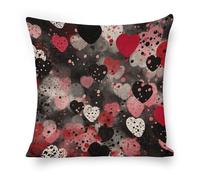 ERSTSNCK Black Polka Dot Heart Pillow Covers 18"x18" Linen Throw Pillow Covers - Double Sided Decorative Square Cushion Cases for Sofa, Bed, Chair (No Insert Included)