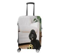 ERSTSNCK Black Poodles Dog Luggage Suitcase Covers Elastic Washable Cute Luggage Protector Travel Suitcase Protective Cover For Adult (Fit 19-32 Inch Luggages), white, XL, Black Poodles Dog