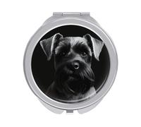 ERSTSNCK Black Schnauzer Dog Compact Mirror for Purse Double-Sided 1x/2x Magnifying Metal Pocket Makeup Mirrors Folding Mini Vanity Mirror Handheld Round Travel Cosmetic Mirrors for Women