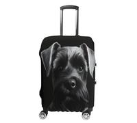 ERSTSNCK Black Schnauzer Dog Luggage Suitcase Covers Elastic Washable Cute Luggage Protector Travel Suitcase Protective Cover For Adult (Fit 19-32 Inch Luggages), white, L, Black Schnauzer Dog