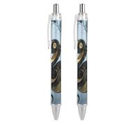 ERSTSNCK Black Snake Black Ballpoint Pens Fine Point (0.5mm) Black Ink Pen Retractable Ball Point Pens with Comfortable Full Grip for Journaling, And Office Writing Ideal 2 PCS