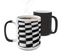 ERSTSNCK Black White Race Checkered Flag Color Changing Mug Heat Changing Coffee Mug Funny Magic Cup Heat Sensitive Travel Mugs Novelty Coffee Cups Personalized Customized Gift for Men Women 11 Oz