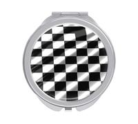 ERSTSNCK Black White Race Checkered Flag Compact Mirror for Purse Double-Sided 1x/2x Magnifying Metal Pocket Makeup Mirrors Folding Mini Vanity Mirror Handheld Round Travel Cosmetic Mirrors for Women