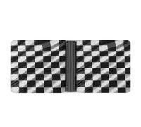ERSTSNCK Black White Race Checkered Flag Wallet for Men Bifold Rfid Blocking Slim Money Clip Front Pocket Wallet Card Holder