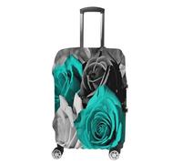 ERSTSNCK Black White Teal Gray Rose Flowers Luggage Suitcase Covers Elastic Washable Cute Luggage Protector Travel Suitcase Protective Cover For Adult (Fit 19-32 Inch Luggages), white, M, Black White