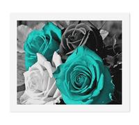 ERSTSNCK Black White Teal Gray Rose Flowers Paint by Numbers for Adults Beginner 40x50cm DIY Painting Kit with HD Canvas & Acrylic Paints, Complete Crafts Set for Home Decor, Gifts, Stress Relief