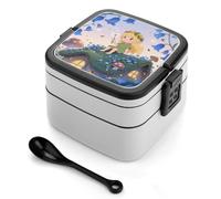 ERSTSNCK Blonde Elf Holding A Magic Wand Bento Box 1000ml Leak Proof Lunch Container with Removable Dividers & Spoon - BPA-Free PP Stackable Lunch Box for Work, Office, Picnic, Travel, Dining Out